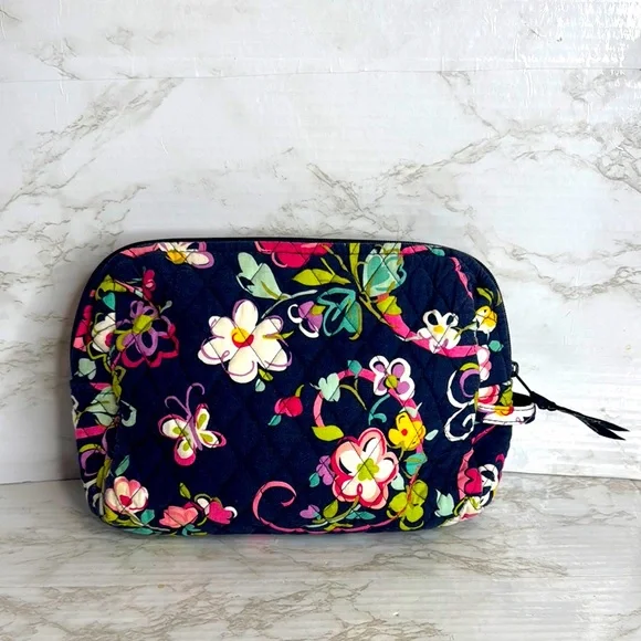 Vera Bradley Large Cosmetic Bag multicolor floral cute spring print - Picture 1 of 6